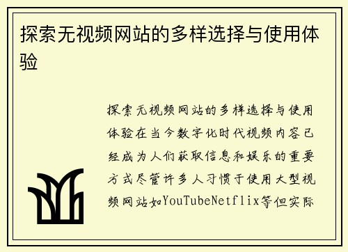 探索无视频网站的多样选择与使用体验